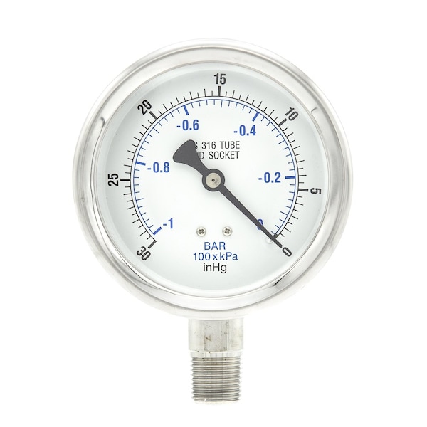 Pic Gauges 4 in Dial, 1/2 in NPT Male Lower Location, Stainless Steel Case Material PRO-301D-402A-01 - main